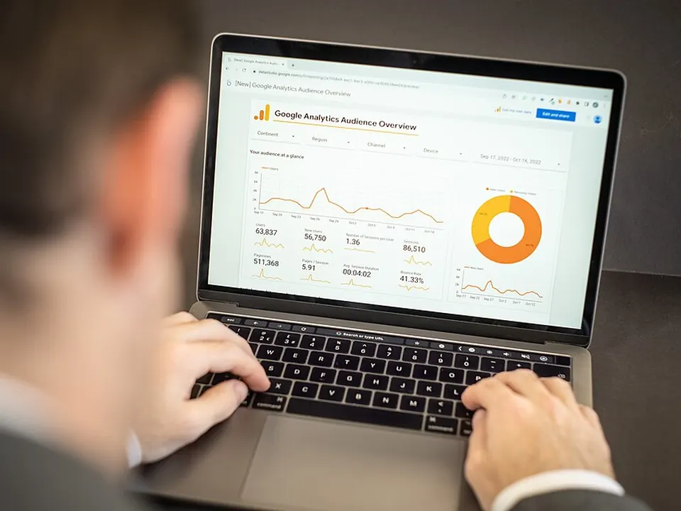 Analytics dashboard chart displayed on a laptop screen